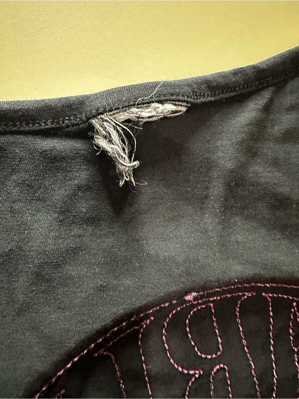 Harley-Davidson Black V-Neck Tee with Pink Accents and opening in the back. - Picture 8 of 11